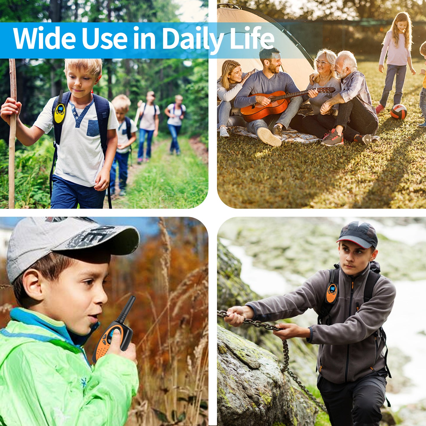 Walkie Talkies for Adults Long Range 3 Pack,Rechargeable 22 Channels Two Way Radios FRS Walkie Talkie Built-in 1200mAh Li-ion Batteries,VOX,USB-C Charging,Crystal Voice for Camping Hiking Cruise Ships