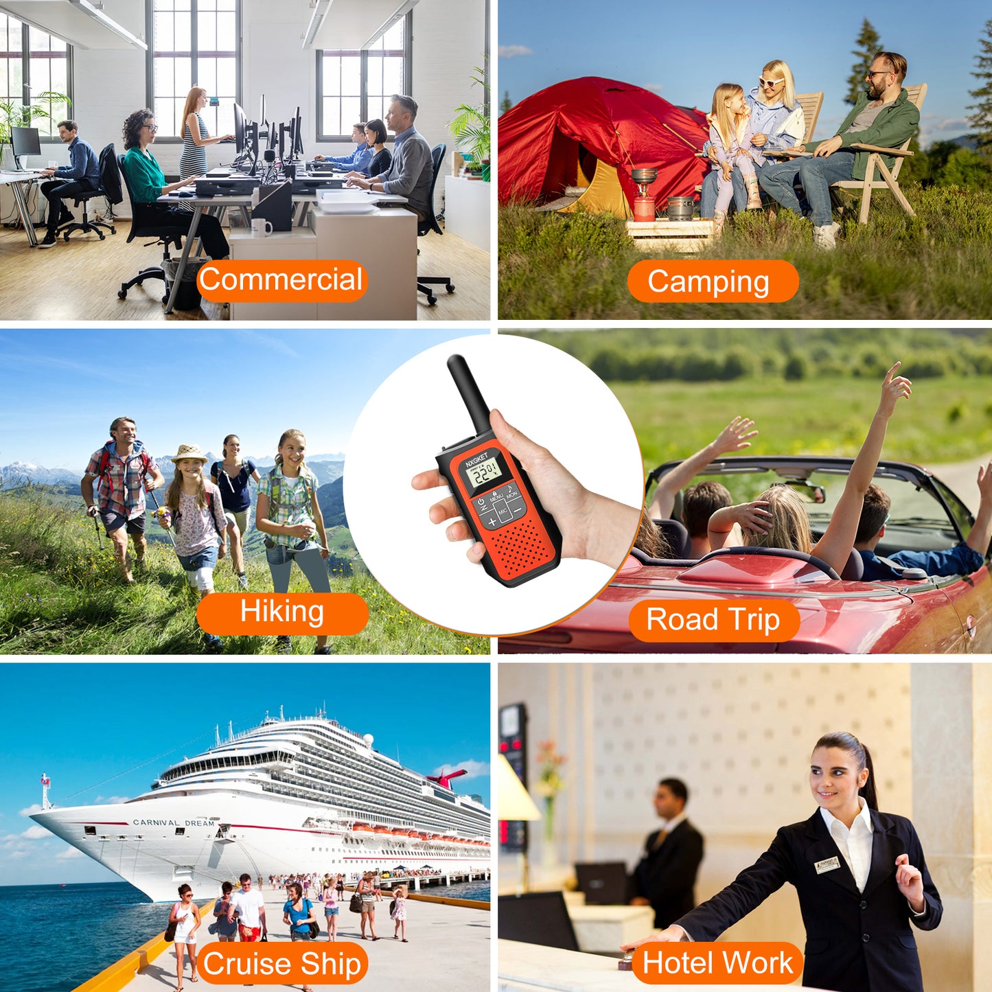 Walkie Talkies Long Range for Adults Kids Distance Rechargeable Walkie Talkies 4 Pack Waterproof with FRS 2-Way Radios Waki Taki NOAA VOX Built-in Li-ion Battery for Camping Hiking Biking Cruises