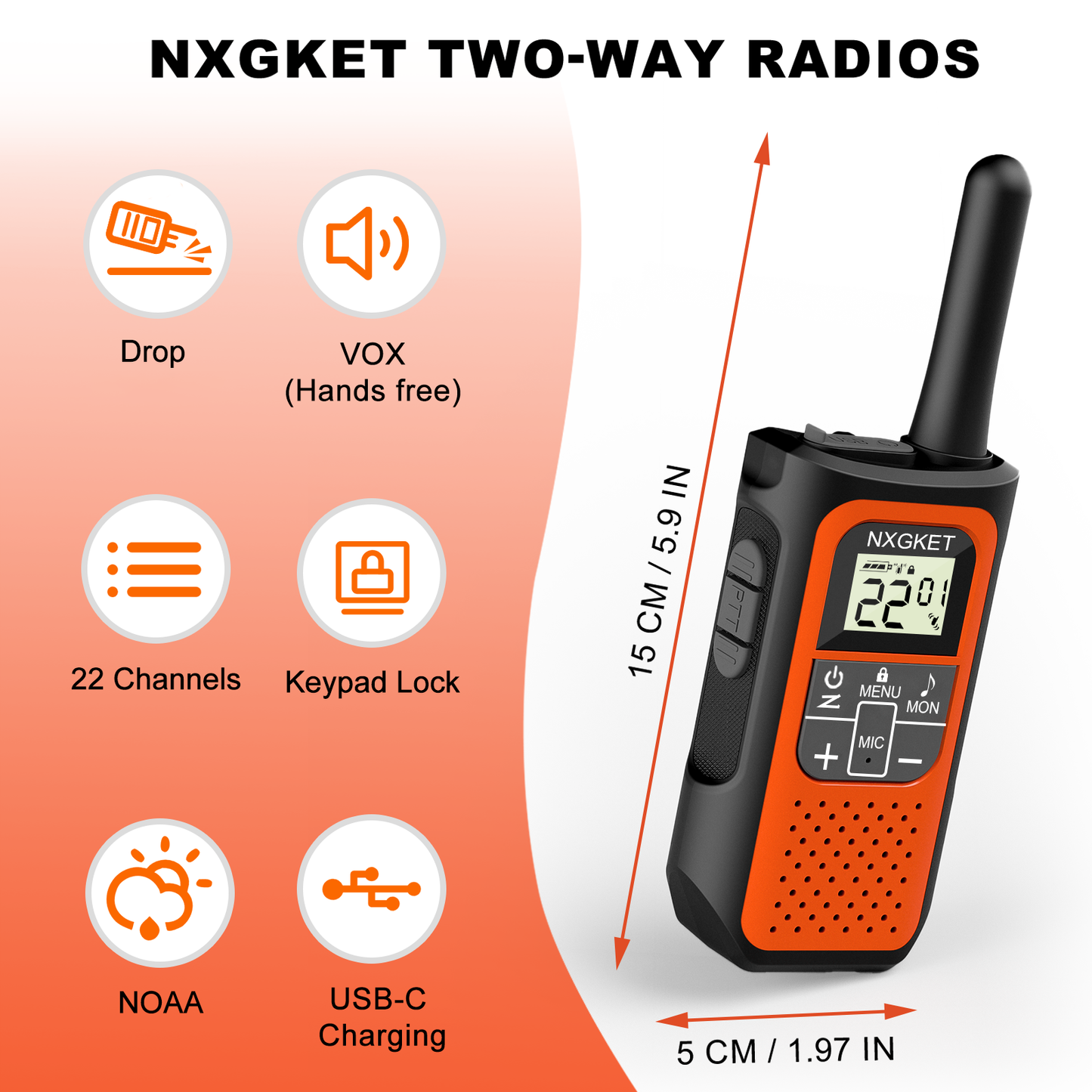 Walkie Talkies Long Range for Adults Kids Distance Rechargeable Walkie Talkies 4 Pack Waterproof with FRS 2-Way Radios Waki Taki NOAA VOX Built-in Li-ion Battery for Camping Hiking Biking Cruises
