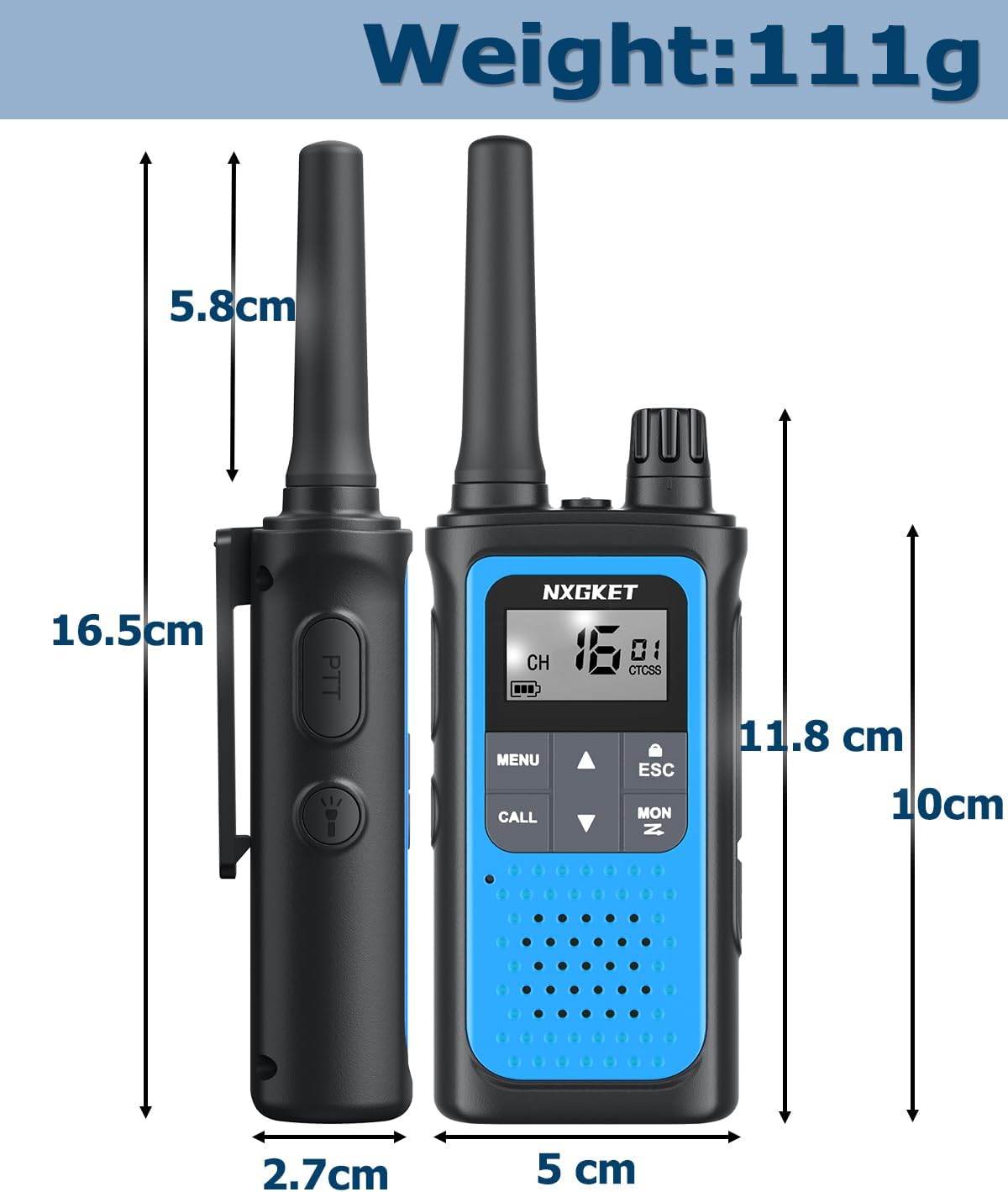 Walkie Talkies for Adults 3 Pack,Two Way Radios Long Range Rechargeable Walkie Talkies with Earpiece Jack Bulit-in 1800mAh Li-ion Battery,22 Channels,LED Flashlight,USB Charger,NOAA Walky Talky