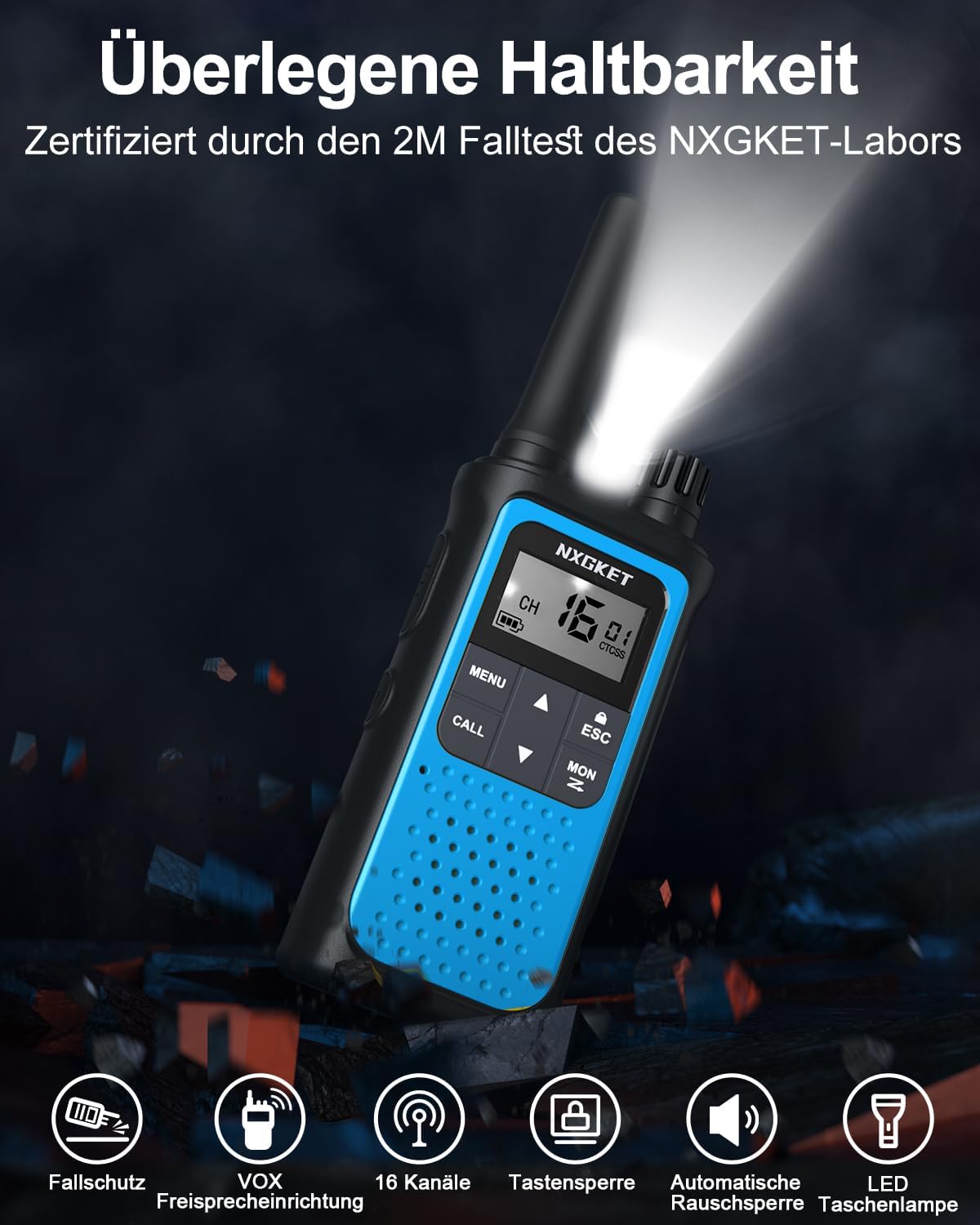 Walkie Talkies Long Range, NXGKET Rechargeable 2 Way Radio for Kids Adults 22 FRS Channels with NOAA Weather Alert, USB Walky Talky with 1800mAh Li-ion Battery for Family Game Outside Adventure Hiking