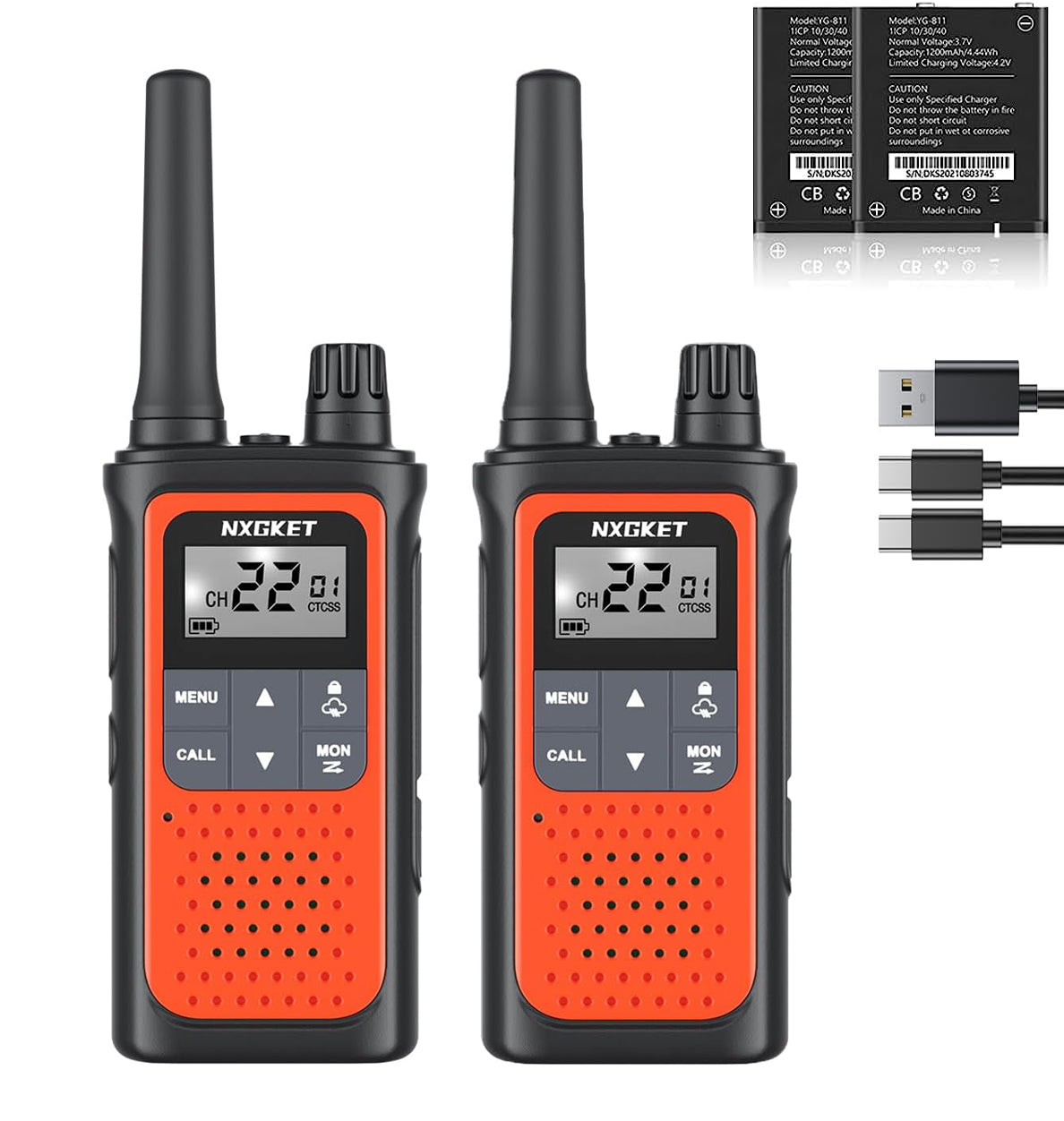 Walkie Talkies Long Range, NXGKET Rechargeable 2 Way Radio for Kids Adults 22 FRS Channels with NOAA Weather Alert, USB Walky Talky with 1800mAh Li-ion Battery for Family Game Outside Adventure Hiking