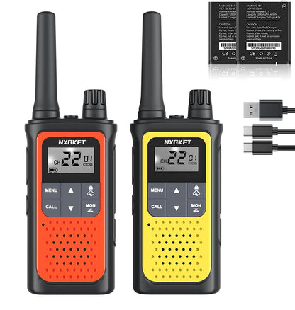 Walkie Talkies Long Range, NXGKET Rechargeable 2 Way Radio for Kids Adults 22 FRS Channels with NOAA Weather Alert, USB Walky Talky with 1800mAh Li-ion Battery for Family Game Outside Adventure Hiking
