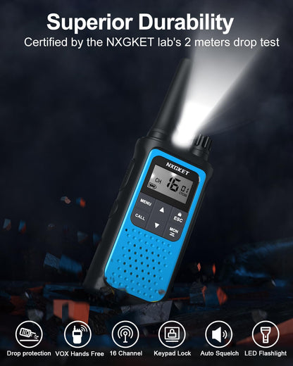 Walkie Talkies for Adults 3 Pack,Two Way Radios Long Range Rechargeable Walkie Talkies with Earpiece Jack Bulit-in 1800mAh Li-ion Battery,22 Channels,LED Flashlight,USB Charger,NOAA Walky Talky