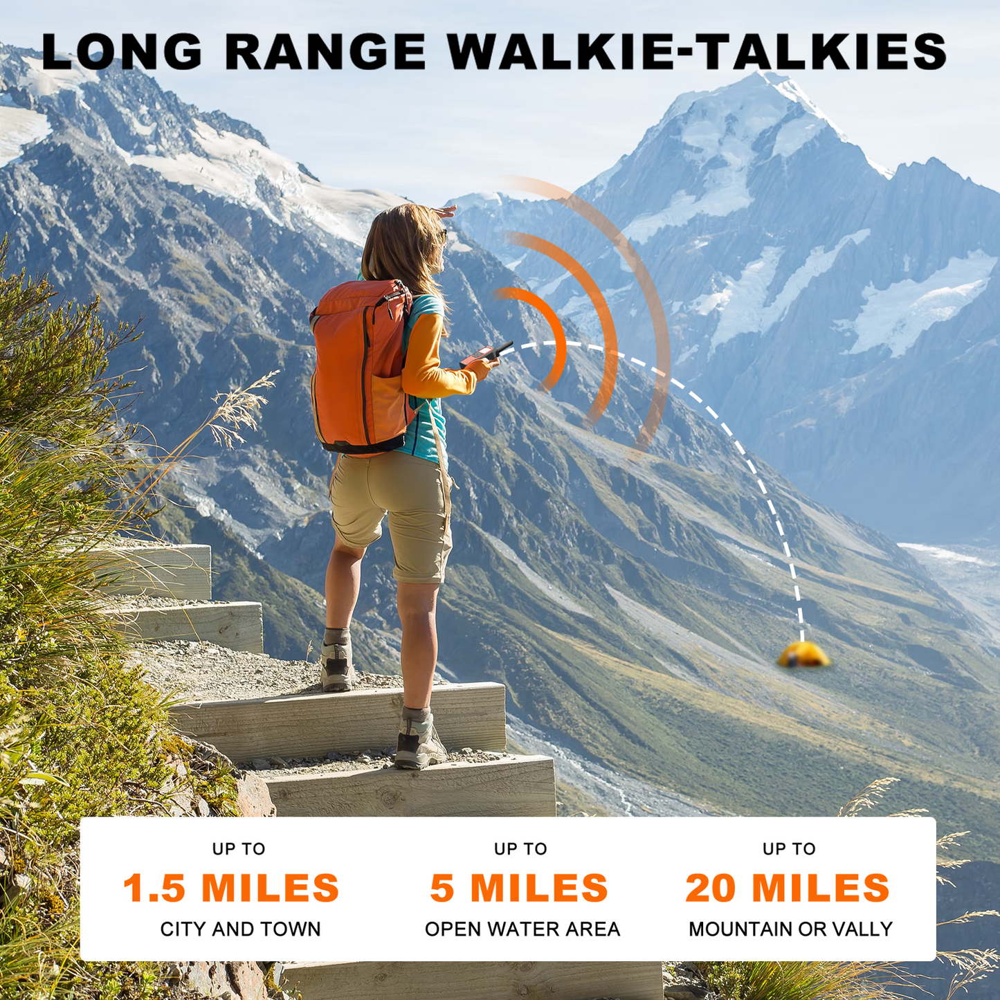 Walkie Talkies Long Range for Adults Kids Distance Rechargeable Walkie Talkies 4 Pack Waterproof with FRS 2-Way Radios Waki Taki NOAA VOX Built-in Li-ion Battery for Camping Hiking Biking Cruises