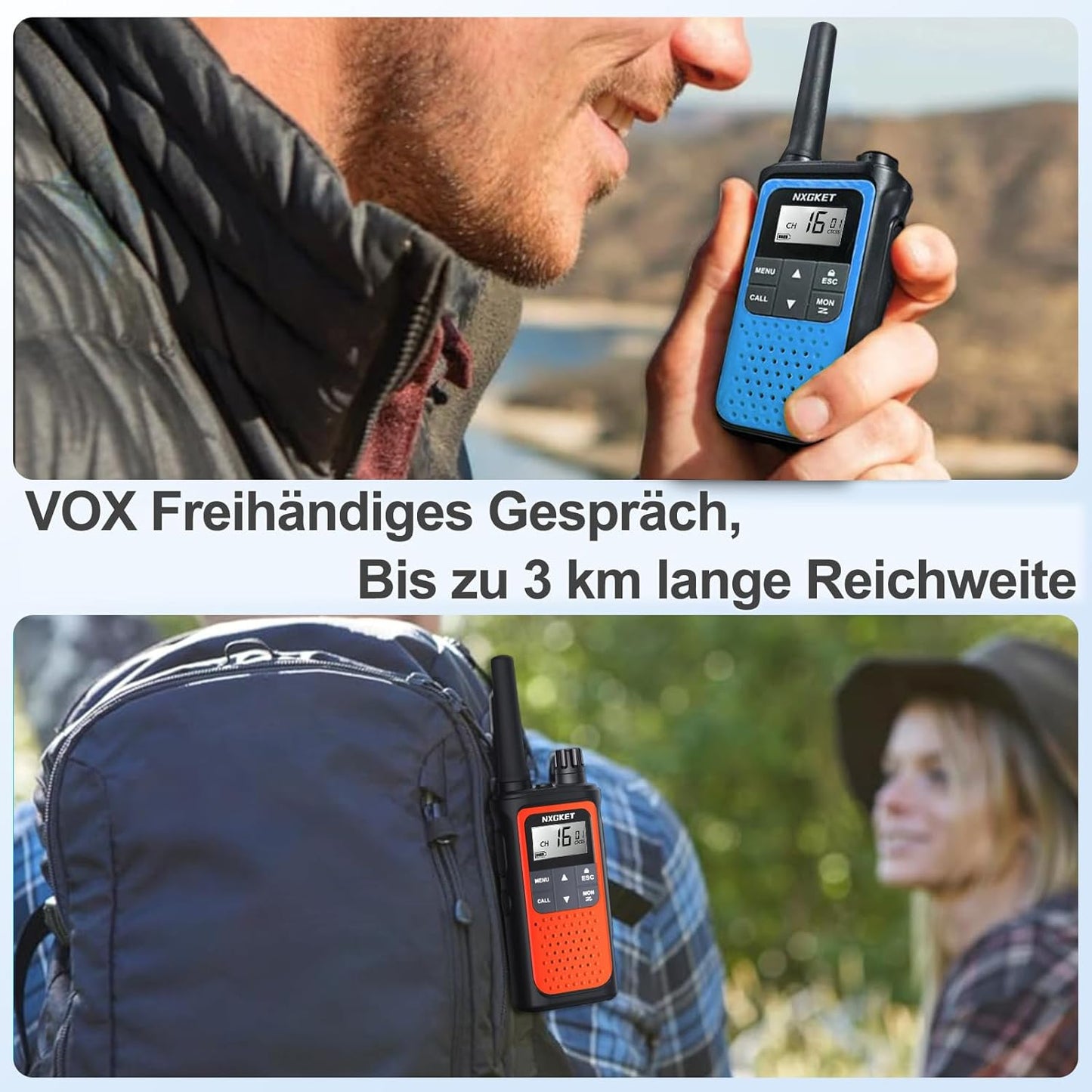 Walkie Talkies Long Range, NXGKET Rechargeable 2 Way Radio for Kids Adults 22 FRS Channels with NOAA Weather Alert, USB Walky Talky with 1800mAh Li-ion Battery for Family Game Outside Adventure Hiking