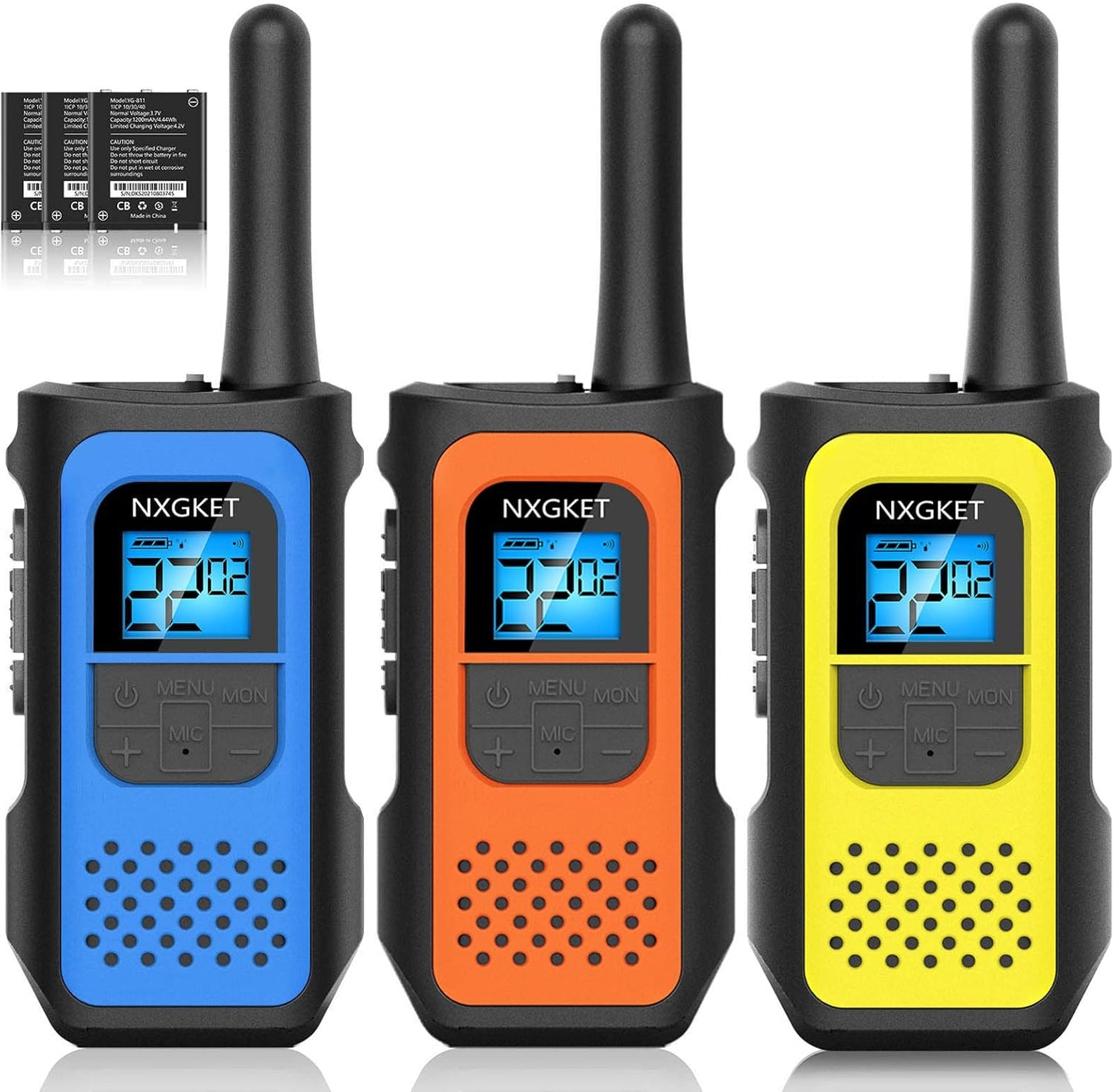 Walkie Talkies,Rechargeable Walkie Talkies with Li-ion Batteries and Chargers for Kids Adults Teens Elders, 2 Way Radios FRS Walky Talky for Camping Hiking(3 Pack)