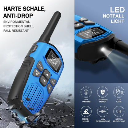 Walkie Talkies Long Range for Kids 3 Pack, DURLK Rechargeable 2 Way Radios 22 Channels with LED Flashlight, VOX, Clear Voice Type-C Charging Portable for Boys Girls Gift,Built-in Li-ion Batteries