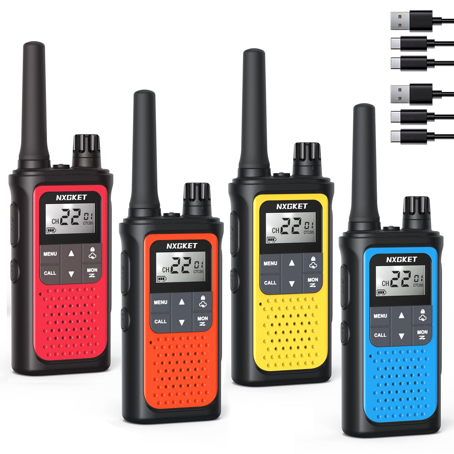 Walkie Talkies Long Range, NXGKET Rechargeable 2 Way Radio for Kids Adults 22 FRS Channels with NOAA Weather Alert, USB Walky Talky with 1800mAh Li-ion Battery for Family Game Outside Adventure Hiking