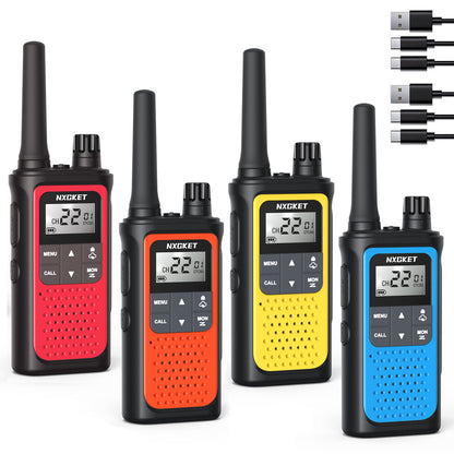 Walkie Talkies Long Range, NXGKET Rechargeable 2 Way Radio for Kids Adults 22 FRS Channels with NOAA Weather Alert, USB Walky Talky with 1800mAh Li-ion Battery for Family Game Outside Adventure Hiking