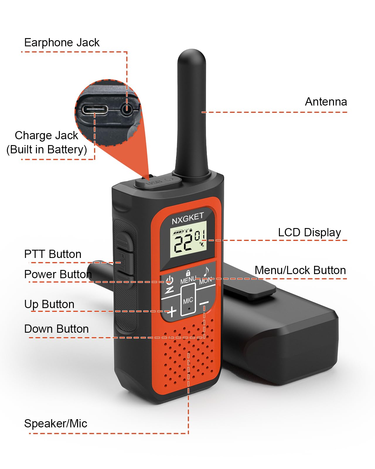 NXGKET Walkie Talkies for Kids Adults, 5 km Long Range, Rechargeable, Outdoor, Toys, Gifts, 4 Pack