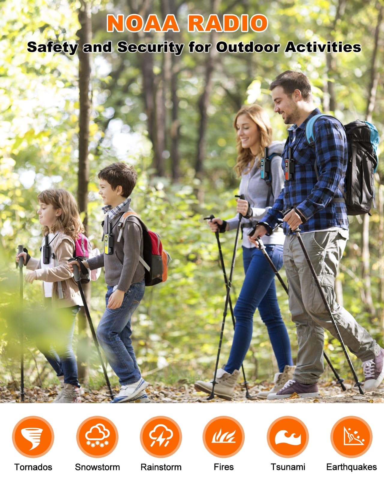 NXGKET Walkie Talkies for Kids Adults, 5 km Long Range, Rechargeable, Outdoor, Toys, Gifts, 4 Pack