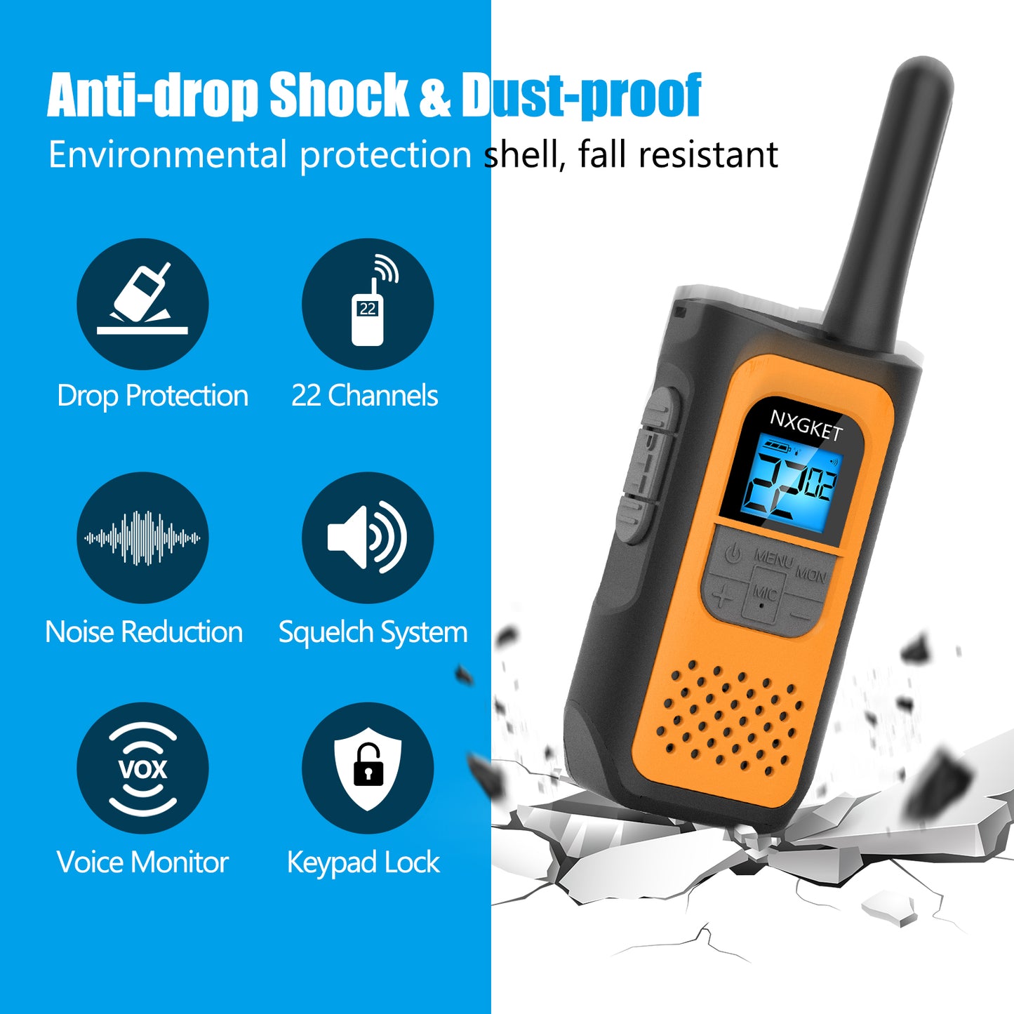 Walkie Talkies,Rechargeable Walkie Talkies with Li-ion Batteries and Chargers for Kids Adults Teens Elders, 2 Way Radios FRS Walky Talky for Camping Hiking(3 Pack)