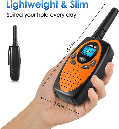 NXGKET Walkie Talkies for Kids 2 Pack, Rechargeable 2 Way Radios Walkie Talkies Adults Long Range with FRS 22 Channel 1200mAh Li-ion Battery USB-C Cable, Portable Walky Talky for Boys Girls Toy Gift
