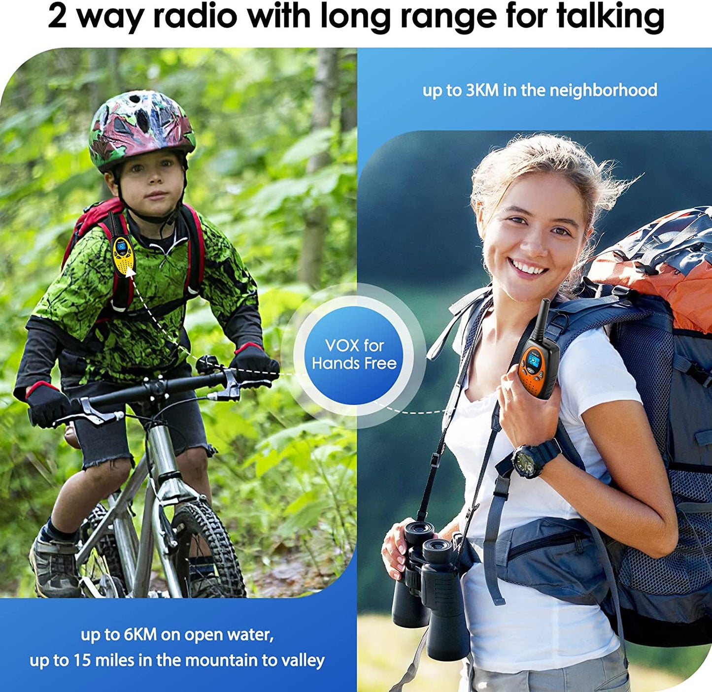 NXGKET Walkie Talkies for Kids 2 Pack, Rechargeable 2 Way Radios Walkie Talkies Adults Long Range with FRS 22 Channel 1200mAh Li-ion Battery USB-C Cable, Portable Walky Talky for Boys Girls Toy Gift