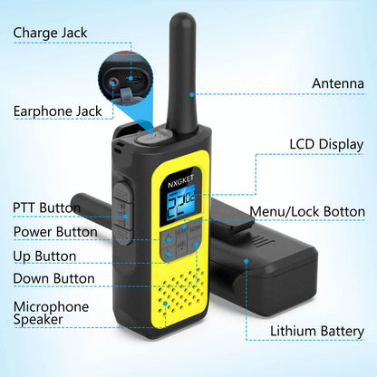 NXGKET Talkie-walkie Enfants Adultes Talkie-walkie Rechargeable Longue Portée 5 Km – Pack De 3, Batterie 1800 MAh, 16 Canaux, Lampe Torche – Pour Enfants Et Adultes, PMR446 NXGKET Talkie-walkie Enfants Adultes Talkie-walkie Rechargeable Longue Portée 5 Km – Pack De 3, Batterie 1800 MAh, 16 Canaux, Lampe Torche – Pour Enfants Et Adultes, PMR446