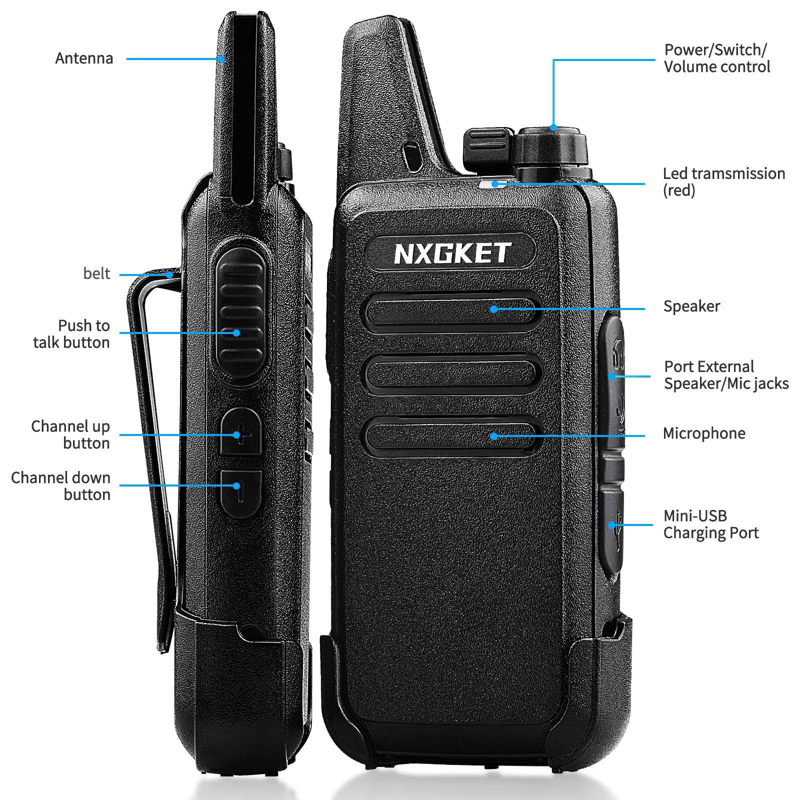 NXGKET Walkie Talkies for Adults Long Range, Rechargeable 2-Way Radio